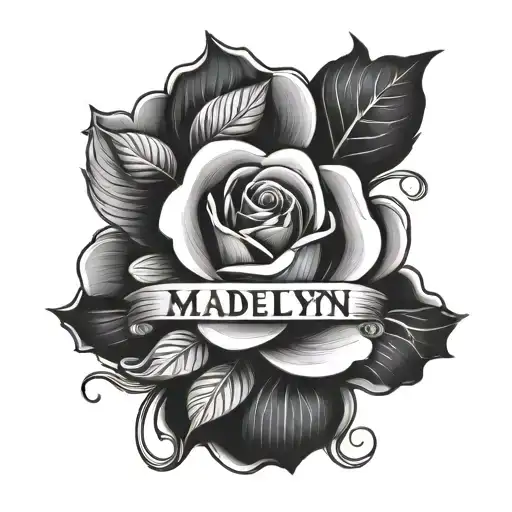 Madelyn Name With Rose Intertwined