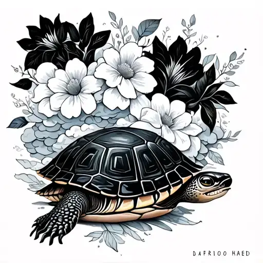 Some Words Surround By Clouds And Flowers With A Turtle Hidin In The Corner