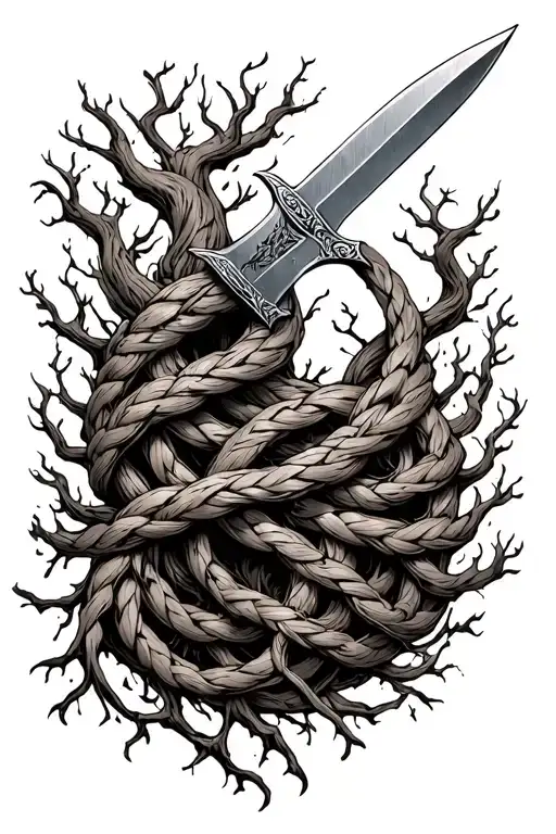 Dagger Blade Made Of Braided Tree Roots