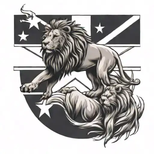 Leo Star Sign With A Lions Tail Trailing Down The Forearm With An Australian Flag At The End