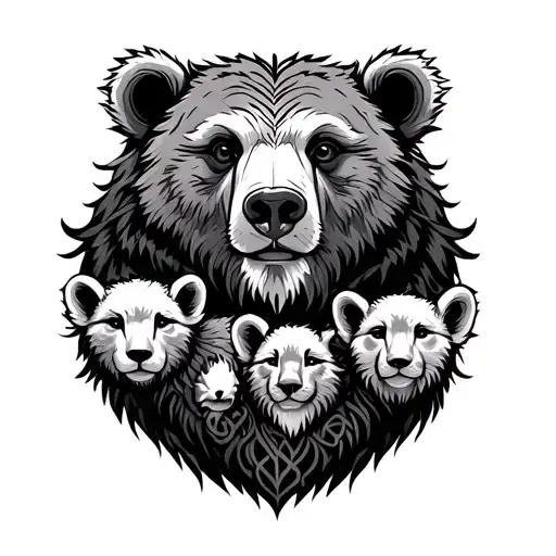 Celtic Bear With 2 Cubs