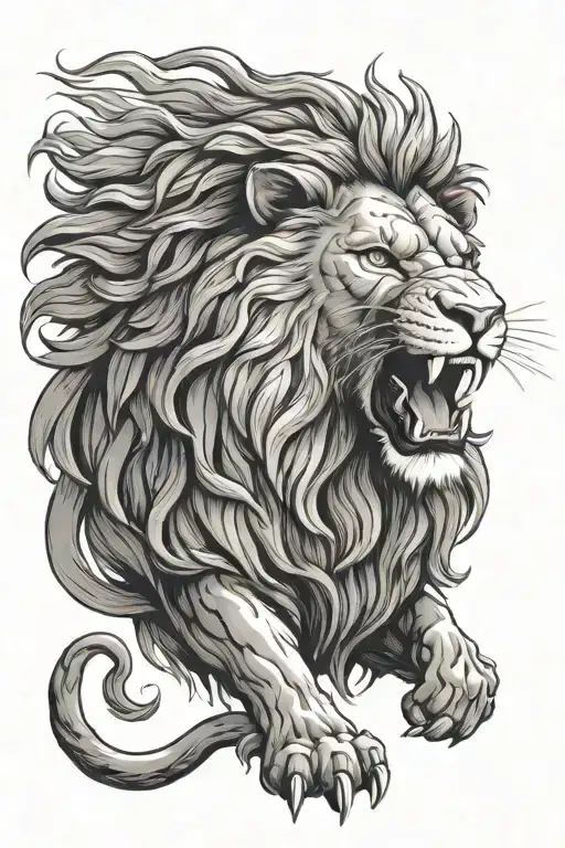 Greek God Lion Roaring Lion Wearing