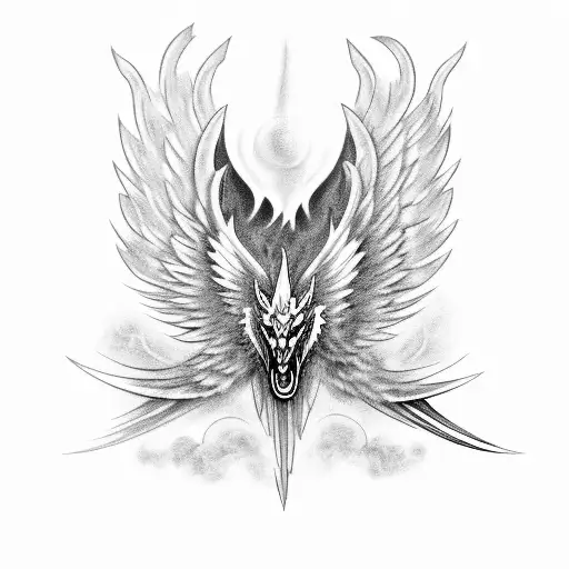 Black Pegasus With Long Wings And Flames