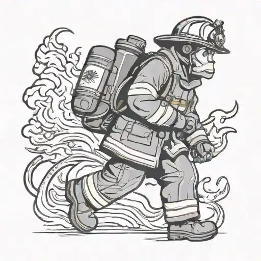Firefighter Cartoon With Long Coat