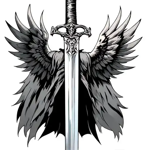 Tattoo For Back Of Attack On Titan Odm Sword With Wings Coming Out Extending To The Shoulders