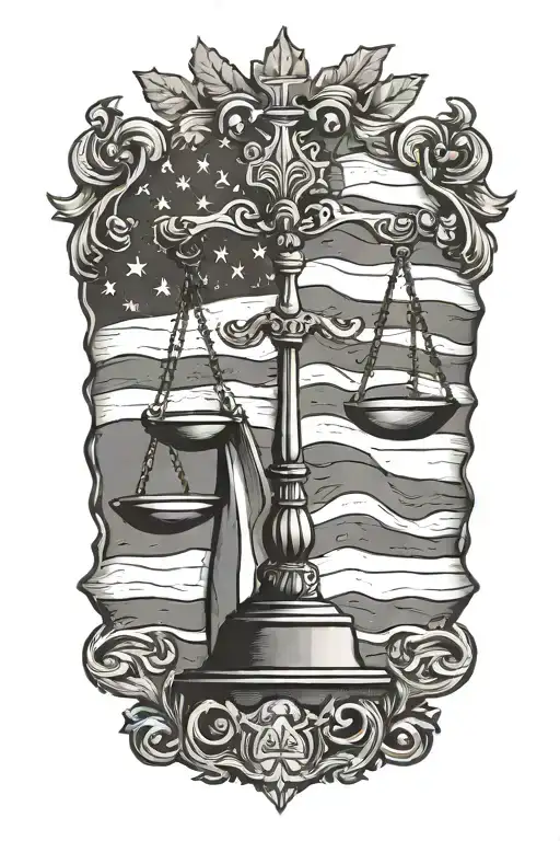 Justice Scales Arizona Flag American Flag