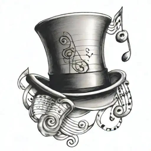 Top Hat Surrounded My Music Notes