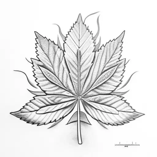 Marijuana Leaf With Flower Inside