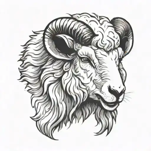 Face Of A Sheep Smiling With Wolf Teeth