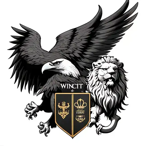 Eagle And Lion Crest With Wincit Que Se Wincit