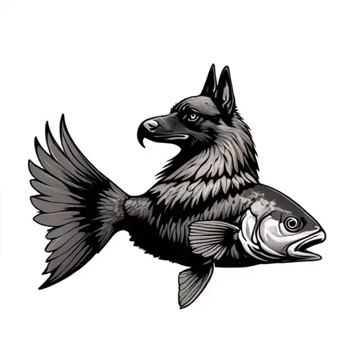 Eagle Bigfoot German Shepherd Fish