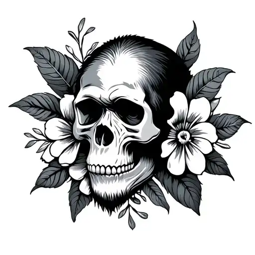 Skull Of Capuchin With Flowers Behind It