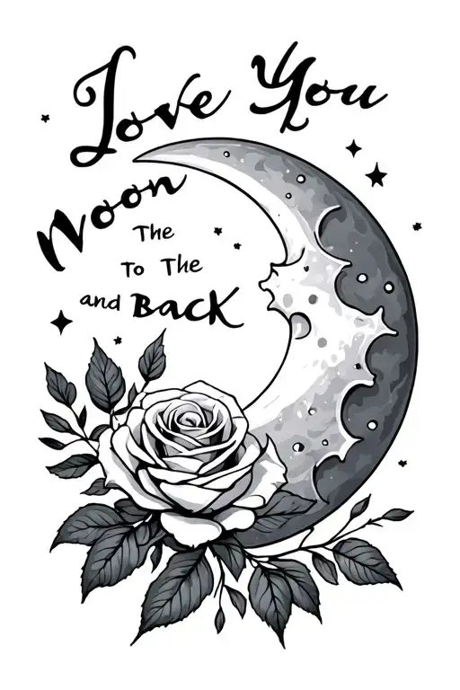 Rose And Moon With The Writing I Love You To The Moon And Back