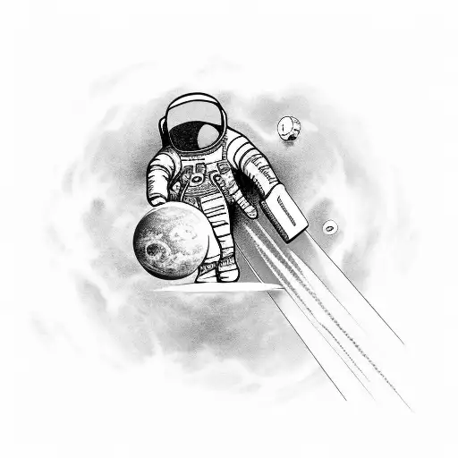 Astronaut In Space Looking Down On Eart