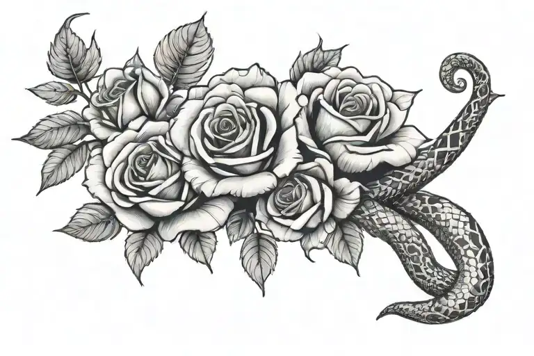 Snake And Roses Intertwined Wraparound Thigh