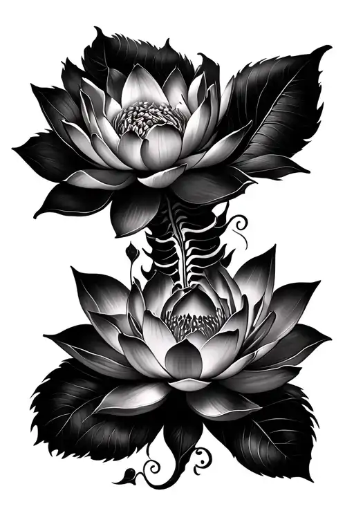 Spine Tat Starting Wiht Lotus Flower