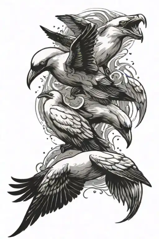 Gannets Diving Into The Water While Dolphins Swimming Under The Water With A Fish In Their Mouth