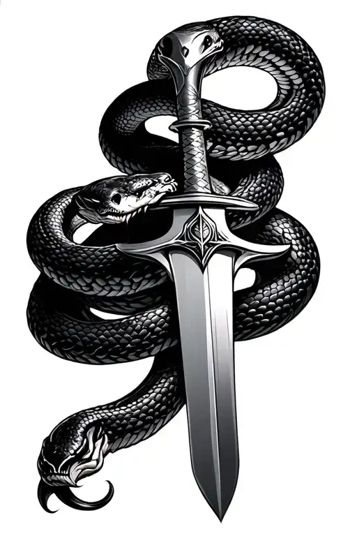A Snake Wrapped Around A Claymore Sword