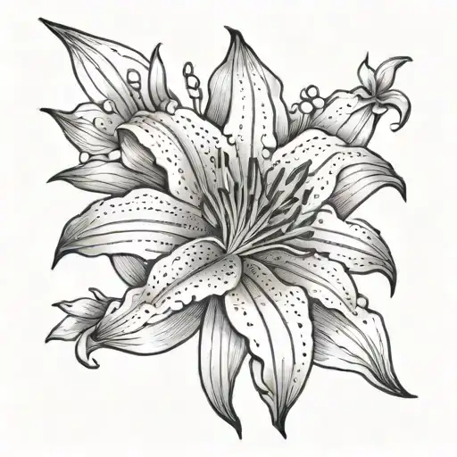 Lilies With Pearls Fine Line