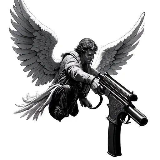 Angel A Gun Man Realism Flying