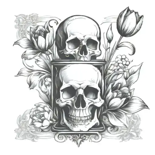 Skull Tulip Hour Glass