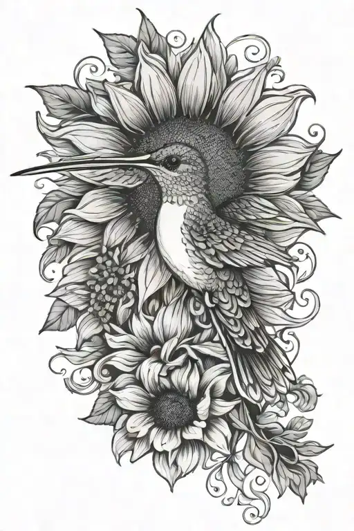 Hummingbird With Sunflower