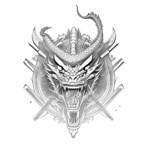 Samurai Facing A Dragon