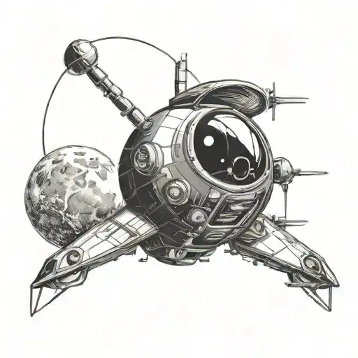 Spacecraft With Moon Rising