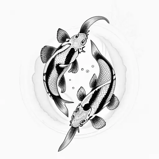 Two Koi Fish That Represent Sunrise And Sunset