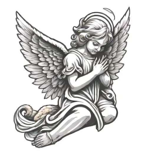 Praying Angel With Fried Chicken Wings Instead Of Wings