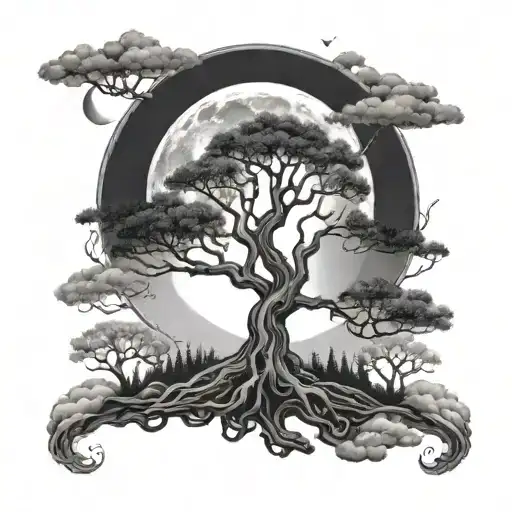 Tree Forms Moon