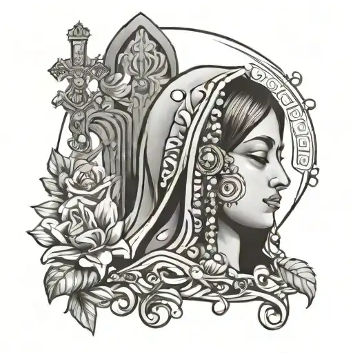 Guadalupe And Rosary Saying A Prayer