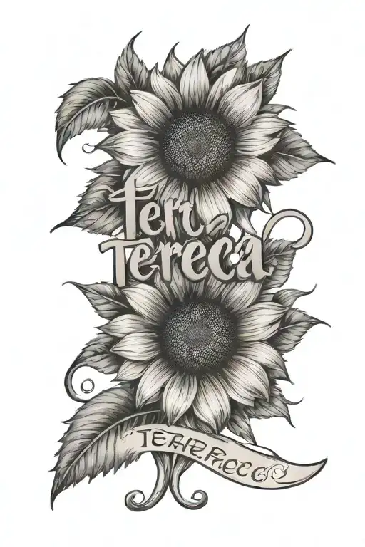 Terrecca Name Tattoo With Sunflower
