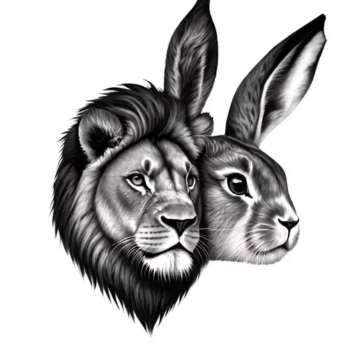 Lion And Bunny Twin Face Morphing