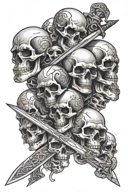 Pile Of Skulls With Sword Sticking Out
