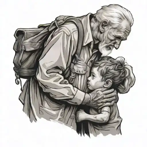 Grandfather And Grandson Parting Ways I Must Venture