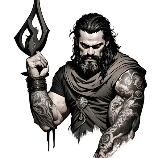 A Warrior Tired Man Holding