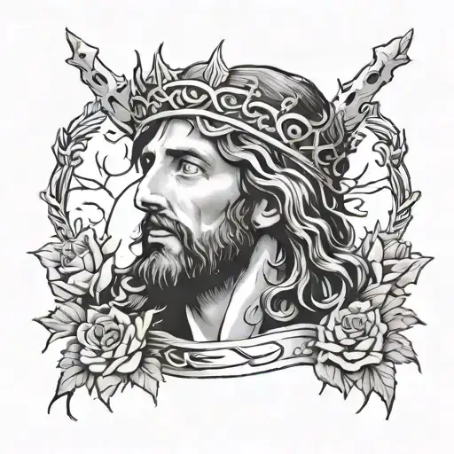 Jesus And Thorn Crown With Year 2007 Somewhere