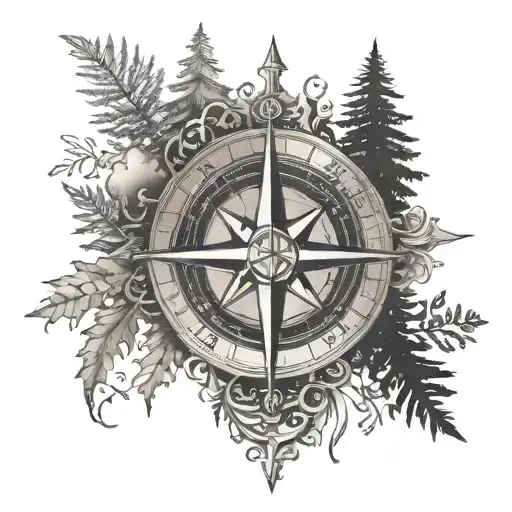 Forest And Compass Rose
