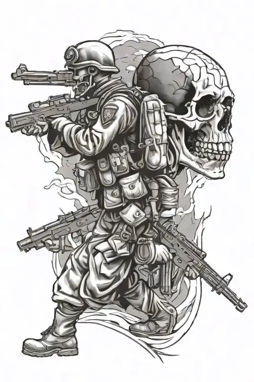 A Male Soldier One Side Skeleton World War 1 And One Side Human Soldier Paramedic