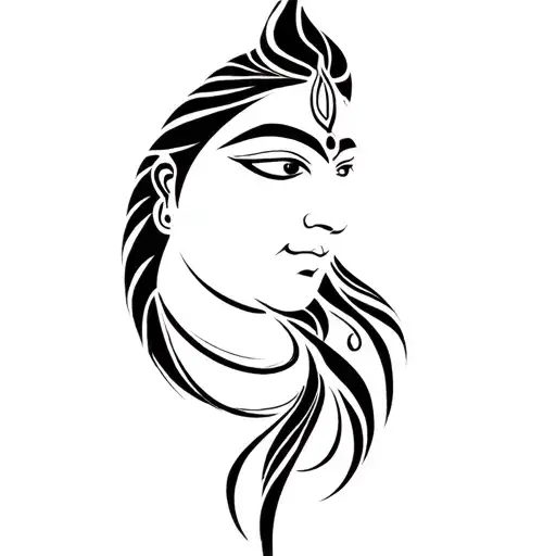 Shiva Parvathi Half Black Tattoo Design Incorporating Elements