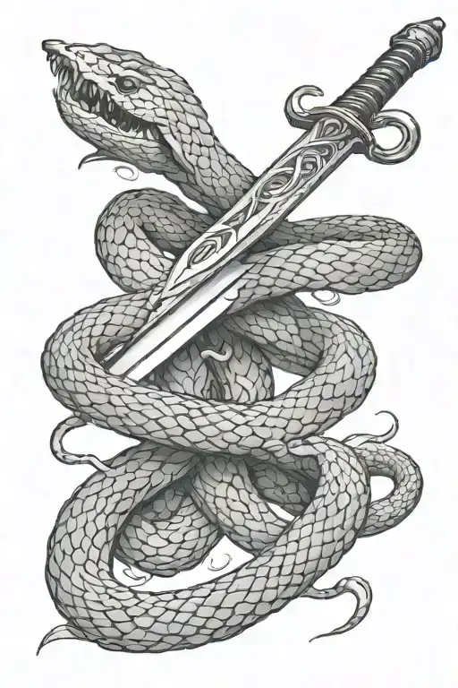 Sword Stabbing Snake Wrapped