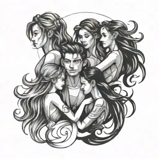 3 Girls And 2 Boys Friendship Symbol