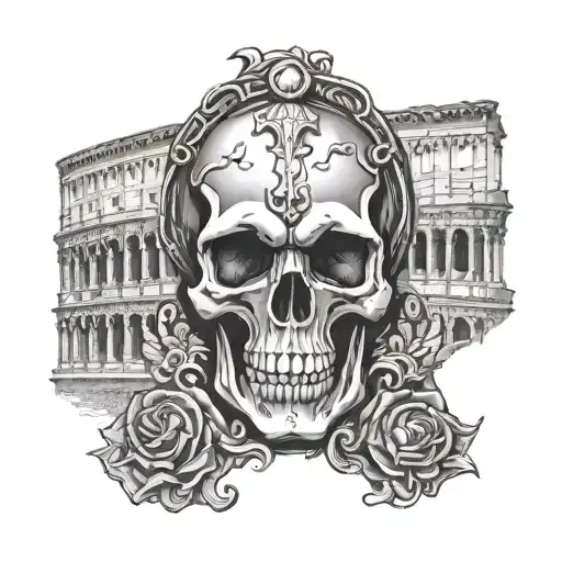 Skull With 777 Inside Roman Coloseum