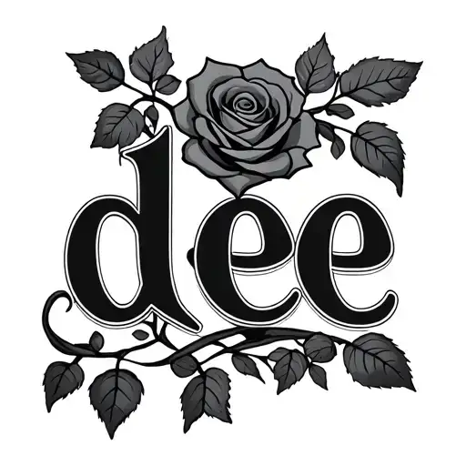 The Name Dee With Rose At The End Of The Letter E And The Vines Wrapped Around The Name