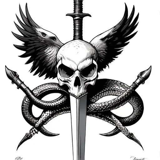 Snake Skull Eagle And Dagger
