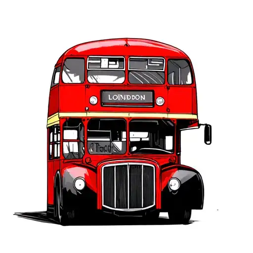 Red London Bus Cute Line Drawing