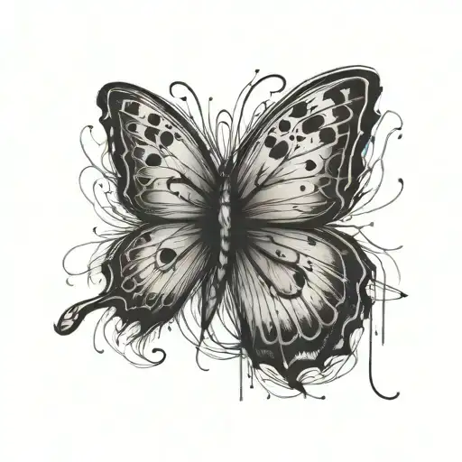 Butterfly Drawn With A Scribbled Line