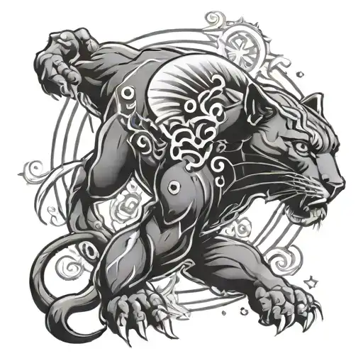 Tattoo Design Of Aquarius Star Sign Mixed With A Black Panther In Memory Of My Father