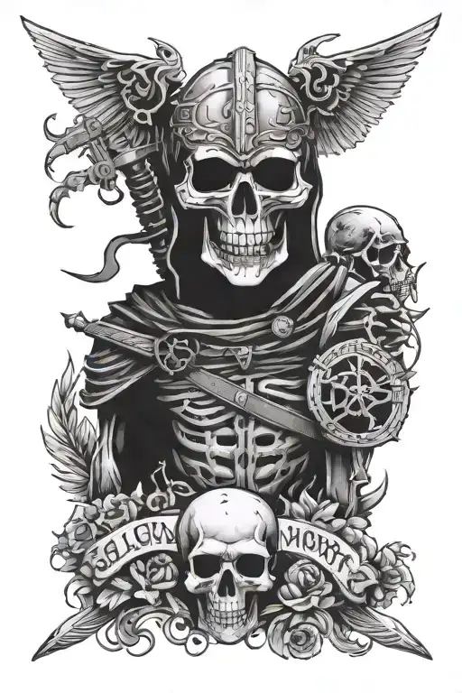 Fallen Warrior Tattoo With Memento Mori Written Across Somewhere